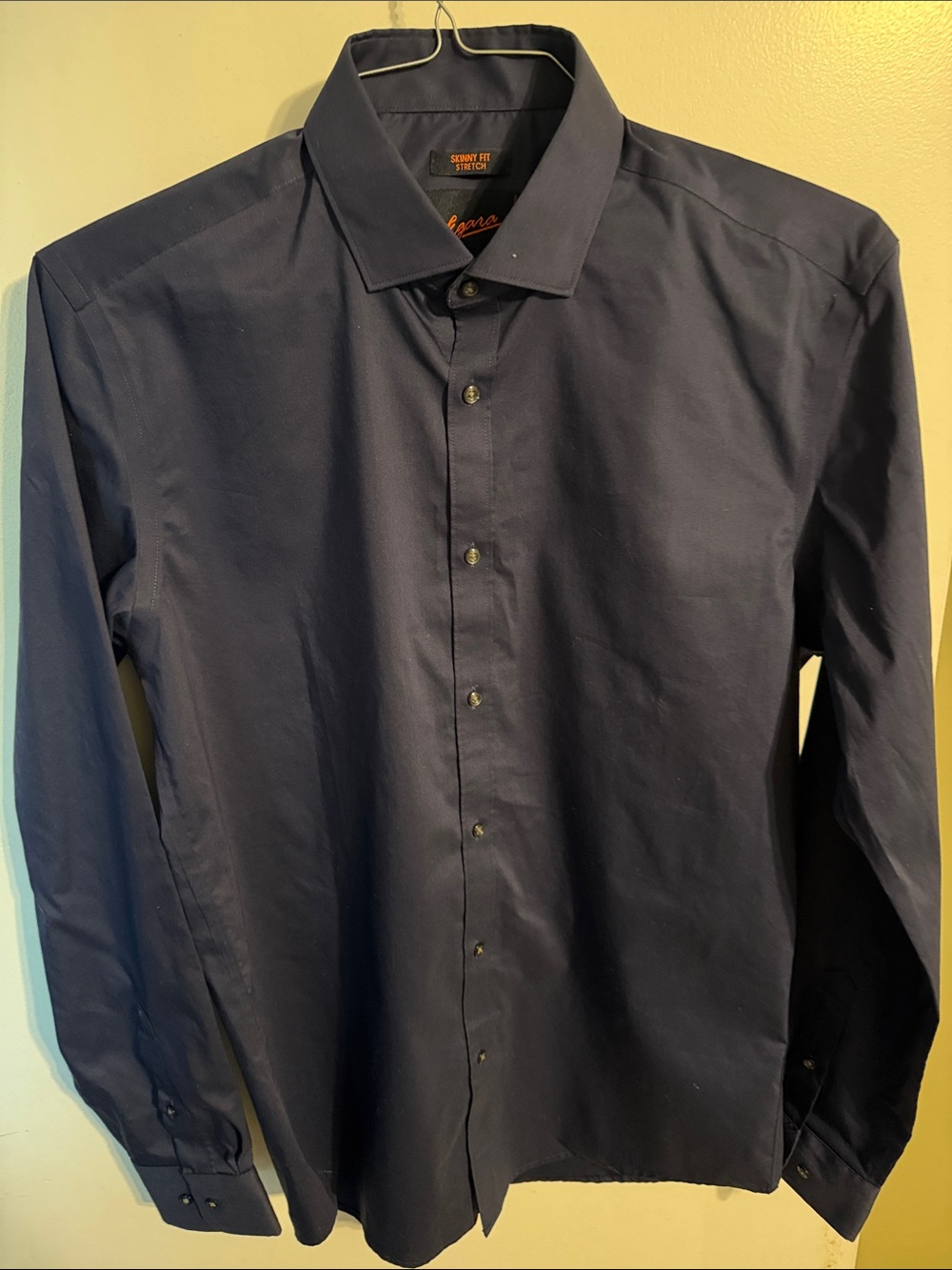 Egara Men's Dark Navy Button-Up Dress Shirt 15.5   34/35